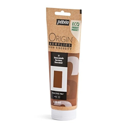 PEBEO Origin Acrylics 120ml Matte Acrylic Paint, Raw Sienna - color: Raw Sienna