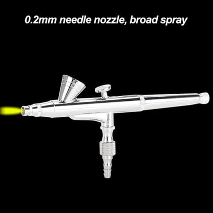 0.2mm 2cc Gravity Feed Dual Action Airbrush Kit, Silver, with Dropper and Wrench for Nail Art Body Paint