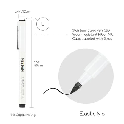 MEEDEN Micro Fineliner Drawing Pens: 0.8-3mm L Nib, 6 Pack, Black Ink - style: L Elastic Nib