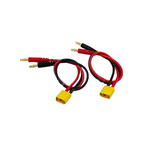 2pcs Male XT60 Connector Plug to 4.0 Banana Plug RC Battery Charge Cable Lead Adapter 14awg Silicone Wire 30cm 11.8inch