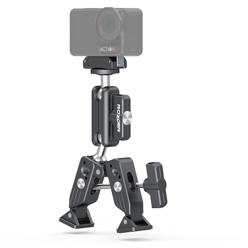 Magnetic Camera Mount Clamp for DJI Osmo Action 5 Pro/4/3 with Crab Clamp Max 2.75"/70mm + 3.84" Ballhead Magic Arm & Magnetic Quick Release Adapter