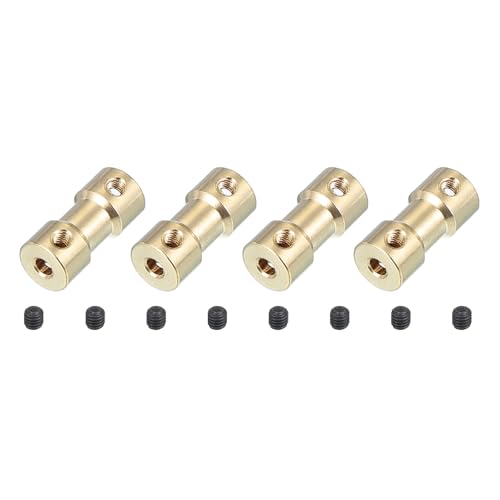 PATIKIL Shaft Coupling Joint 3mm to 4mm, 4 Pcs Brass Motor Shaft Coupler Extension Connector Rigid Sleeve Adapter Transmission Joint with M3 Screws for RC Car Airplane Tires Motor Robot - size: 3mm-4mm