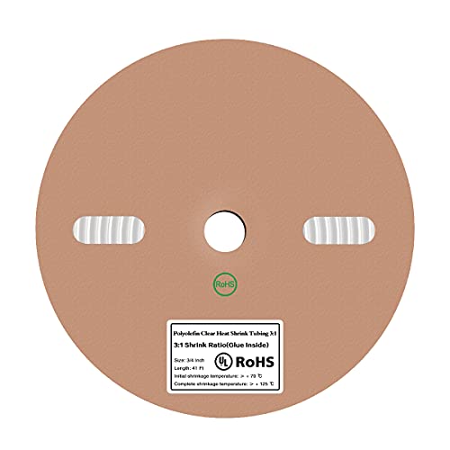 41 Feet 3/4" Clear Heat Shrink Tubing Roll 3:1,No Wrinkle Electrical Shrink Tube for Wires,Marine Grade Shrink Tube with Adhesive Lined Waterproof - size: 3/4"-41Ft