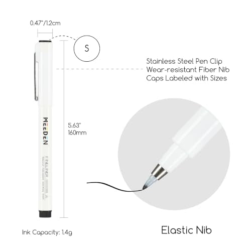 MEEDEN Micro Fineliner Drawing Pens: 0.3-1.2mm S Nib, 6 Pack, Black Ink - style: S Elastic Nib