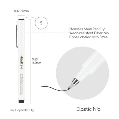 MEEDEN Micro Fineliner Drawing Pens: 0.3-1.2mm S Nib, 6 Pack, Black Ink - style: S Elastic Nib