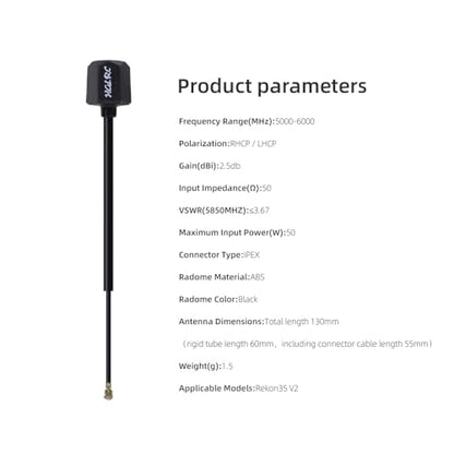 HGLRC RHCP IPEX FPV Mini V2 Antenna Hammer 2.5dBi for RC Drone - style: RHCP IPEX