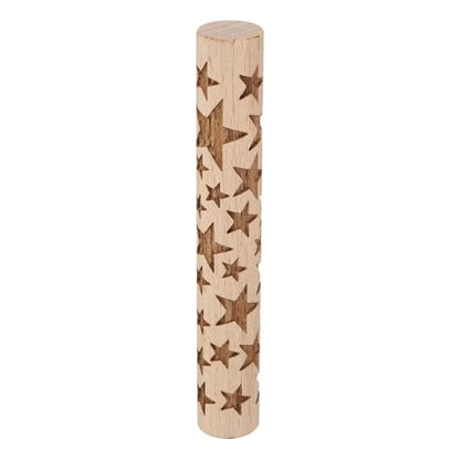 HARFINGTON Wood Clay Roller 4" Star Pattern Rolling Pins Wood Rollers Pottery Tools Wood Grain Texture Rollers for Clay Baking Dough Playdough DIY - style: Star