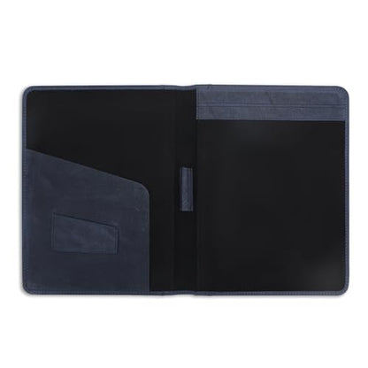 Heavy Duty Buffalo Leather Legal Pad Portfolio with Binder, Blue - color: Blue