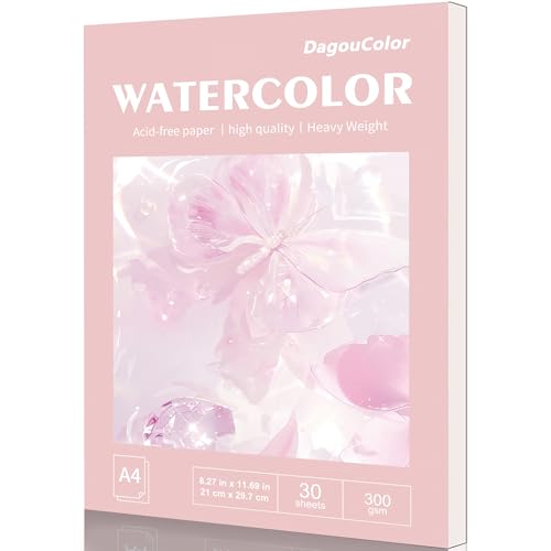 DagouColor Watercolor Paper Pad, 30 Sheets - Butterfly Pink, A4, 2 Pack - color: Butterfly Pink