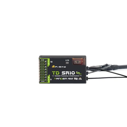 FrSky TD SR10 Dual-Band Receiver Simultaneous 2.4GHz & 900MHz Advanced Stabilizer & Telemetry Triple Antenna Design 10 Configurable Ports Black Box Function Long Range & Low Latency