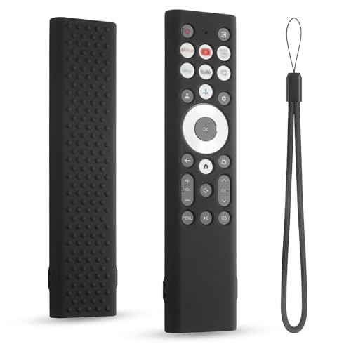 Remote Control Cover for Hisense ERF6G80H, Silicone Case Compatible with Hisense TV Remote ERF6A80, ERF6G80H, ERF6F80H, Shockproof with Lanyard (Black) - color: Black