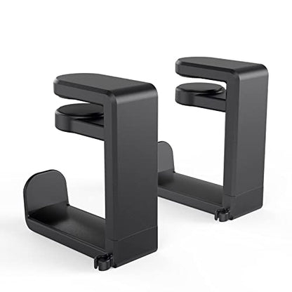 EURPMASK 2 Pack Rotating Headphone Stand,Adjustable Clamp-on Headset Holder - color: Black 2 Pack