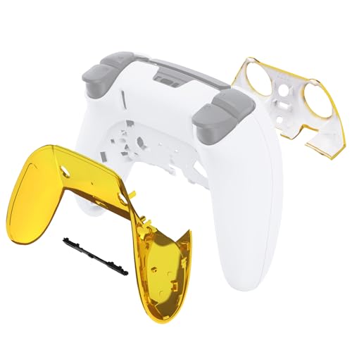 eXtremeRate Top Bottom Decorative Trim Shell Compatible with p s 5 Edge Controller DIY Replacement Front Back Clip Shell, Custom Chrome Gold Plates Cover Compatible with p s 5 Edge Controller - color: Chrome Gold