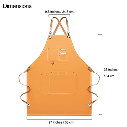 Dulabi Apron, Adjustable Chef Apron for Women and Men with Large Pockets, Cooking Kitchen Apron with Back Straps - color: Orange