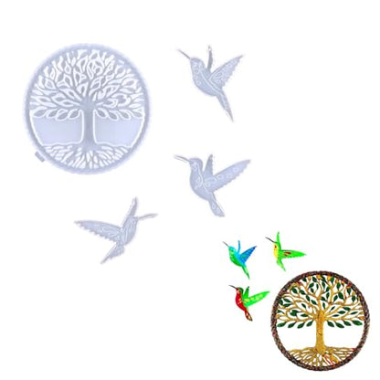 Tree of Life Hummingbird Wall Hanging Epoxy Resin Silicone Mold5918+7072
