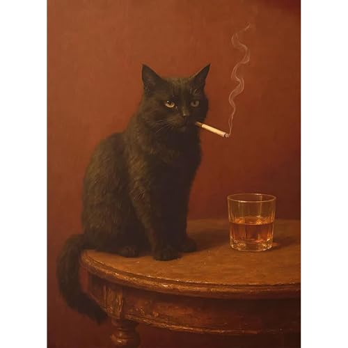 Black Cat Diamond Art Kits for Adults, Round Diamond Painting 12x16 Inch - color: DD110