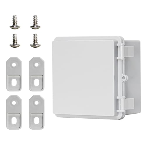 Weatherproof Junction Box Waterproof Electrical Box ABS Plastic Enclosure Switch Router Project Box Latch Hinged Project Enclosure (5.9"x5.9"x3.5") - color: Grey Cover, size: 5.9"x5.9"x3.5"