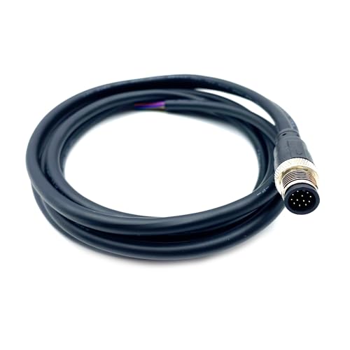 M12 12 Pin Male Connector Cable, A Code Straight Molding Male Aviation Sensor Electrical PVC Cable Industrial Molded Wire AWG26（10Meter） - size: 32.8ft