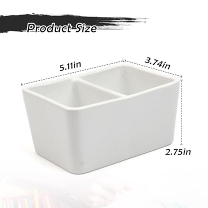 Ceramic Paint Palette 2 Deep Well Paint Brush Wash Bowl Paint Brush Washing Container Large Capacity Wash Bowl for Watercolor Gouache Painting