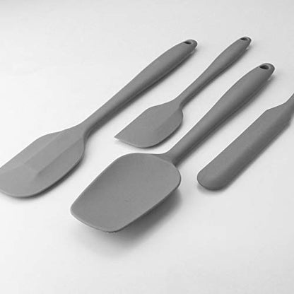4-Piece Silicone Spatula Set with Stainless Steel Core, Gray - color: Gray