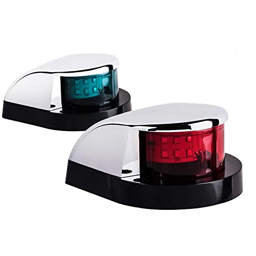LED Boat Navigations Light Marine Red and Green Bow Light Silver New - color: Silver New Version