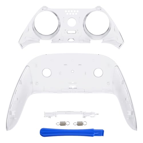 eXtremeRate Top Bottom Decorative Trim Shell Compatible with ps5 Edge Controller DIY Replacement Front Back Clip Shell, Custom Clear Plates Cover Compatible with ps5 Edge Controller - color: Clear