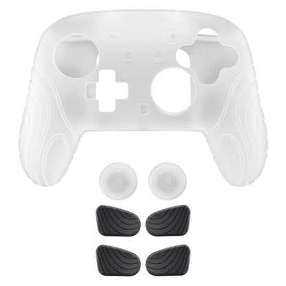 PlayVital for Nintendo Switch 2 Pro Controller Silicone Cover – Samurai Edition Protective Skin Case for Switch 2 Pro Controller with Back Button Caps & Thumb Grips, Shockproof - Clear White - color: Clear White