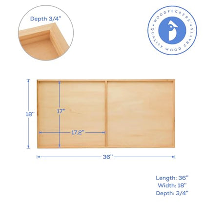 Birch Painting Panel 18 x 36 x 3/4-inch, Large Wood Canvas Boards for Painting, Blank Sign for Wall Art Sets, by Woodpeckers - size: 18 x 36 inches