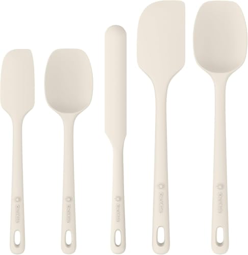 ChefAide 5 Pieces Silicone Spatulas Set, Heat Resistant Rubber Spatula - color: Cream White, size: 5 pieces
