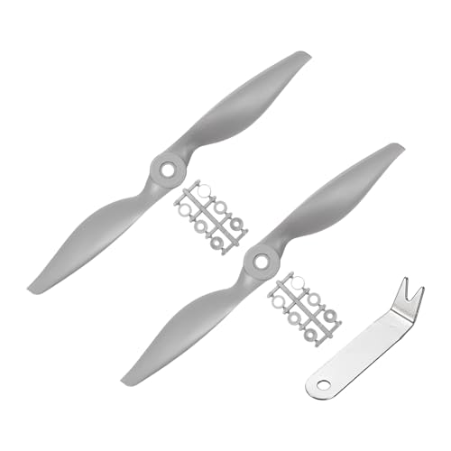 MECCANIXITY 8x6 Inch RC Propellers, 2-Vane Blades Prop Replacements Gray High Speed Propeller with Adapter Rings & Prop Wrench for RC Airplane Drones, Pack of 4 - size: 8" x 6"