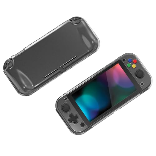 PlayVital Clear Series Protective Case for Nintendo Switch Lite, Glossy Ergonomic Hard Grip Cover - Shock-absorbent Anti-Scratch Shell Case with Screen Protector & Thumb Grips & Button Caps - color: Clear