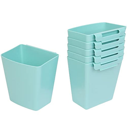 6 Pack Hanging Cup Holders for Rolling Carts, Teal, 2.4in x 3.5in x 4.5in - color: Teal