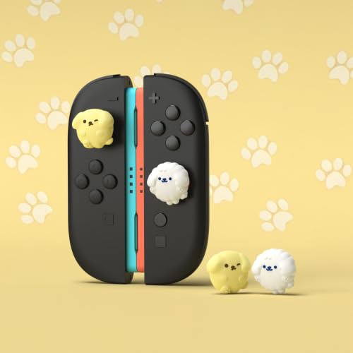 PlayVital Thumb Grips for Nintendo Switch 2 | Kawaii Silicone Joystick Caps (4-Pack) - Cute Accessories Animal Design Thumbstick Covers for Joycon 2 - Fluffy & Winky Pups - color: Fluffy & Winky Pups