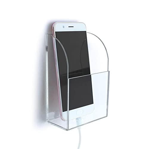 Clear Acrylic Remote Control Holder Small Media Storage Box TV Control Caddy Smart Phone Station, 1 Compartment