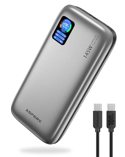 AsperX Laptop Power Bank, 145W USB C PD 3.1 Fast Charging Portable Charger - color: Silver