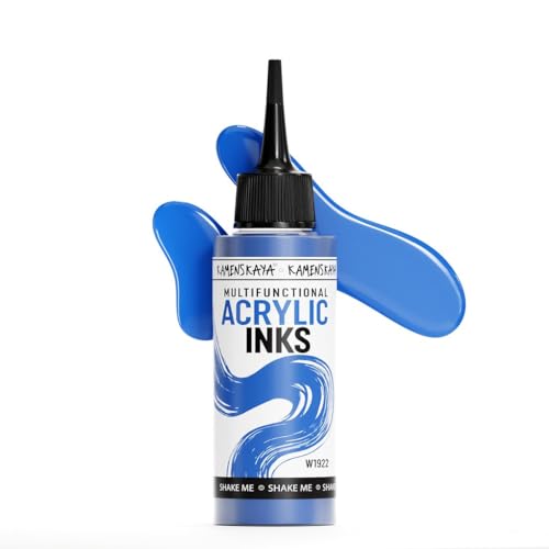 KAMENSKAYA Acrylic Inks for Artists - Bright Blue Acrylic Ink, 3.38 Fl Oz (100 ml) - color: Bright Blue