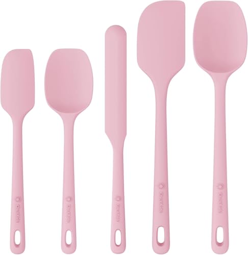 ChefAide 5 Pieces Silicone Spatulas Set, Heat Resistant Rubber Spatula - color: Pink, size: 5 pieces