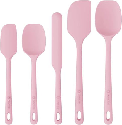 ChefAide 5 Pieces Silicone Spatulas Set, Heat Resistant Rubber Spatula - color: Pink, size: 5 pieces