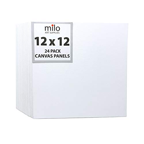 milo Canvas Flat Panel Boards for Painting, 12x12 inch, 24 Pack, White - size: 12"x12" Pack of 24