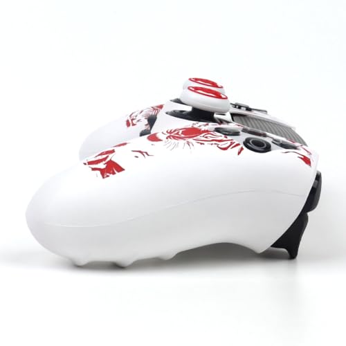 RALAN Tiger Silicone Controller Skins with 2 Thumb Gripsr Compatible with PS5 Dualsense Edge Controller Play Station 5 Accessories, Sweat-Proof Anti-Slip Cover Skin Protecto - color: Tiger White Red