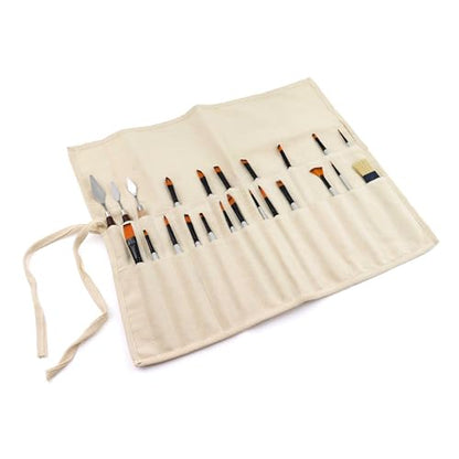 Liquidraw 30 Pocket Roll-Up Canvas Paint Brush Holder, 21 x 18in (Natural) - color: Natural