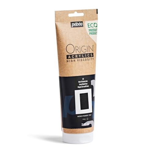 PEBEO Origin Acrylic Paint 240ml (8.11 oz), Ivory Black Hue - color: Ivory Black Hue