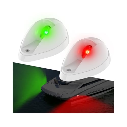 Boat Navigation Lights Side Mount, Red and Green Bow Lights for Boats LED Waterproof IP67, Marine Navigation Boat Light for Pontoon, Fishing, Bass & Jon Boats - color: White