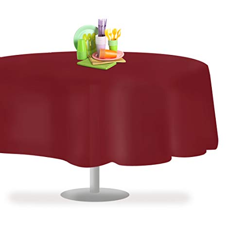 Grandipity Plastic Table Cloth Disposable 12 Pack 84" Round Burgundy - color: Burgundy, size: 84in. Round