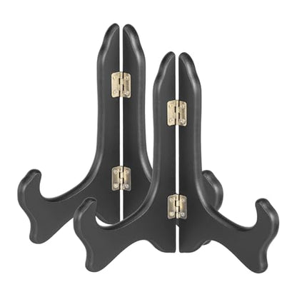 MECCANIXITY 2Pcs Wooden Easel Plate Holder, 8" Small Wood Easels Folding - color: Black, size: 8"