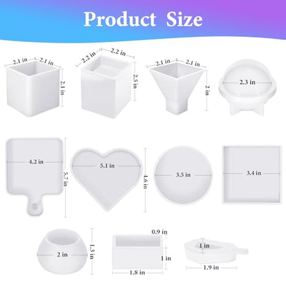 KISREL Resin Molds Kit 12PCS, Epoxy Resin Silicone Molds, Resin Mold - size: Various Resin Molds - 12pcs