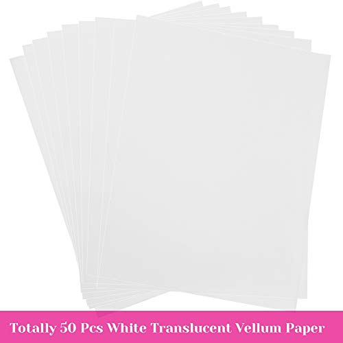 Cridoz 50 Sheets Vellum Paper 8.5 x 11 Inches Translucent Clear for Printing Sketching Tracing Drawing Animation