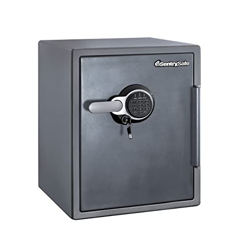 SentrySafe Fireproof and Waterproof Gray Steel Home Safe with Digital Keypad Lock, Floor Safe with Interior Lighting Secures Money, Documents, 2.05 Cubic Feet, SFW205GQC - size: 2.05 cubic feet, style: 1-Hr. Fireproof, Keypad