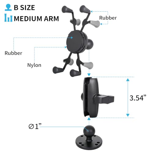 Strg Phone Mount with Drill-Down Round Base and Marine-Grade Aluminum Arm - size: Round Base