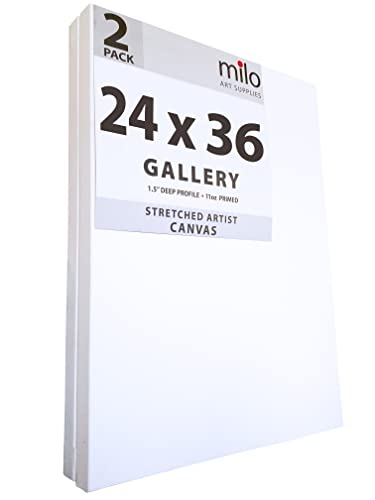 milo Stretched Artist Canvas, 24x36 inch, 2 Pack, 1.5” inch Profile - size: 24" x 36" Pack of 2